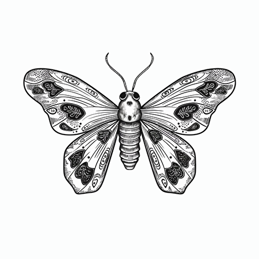 moths No Shadow. Cartoon. Coloring page. Vector. Simple.
