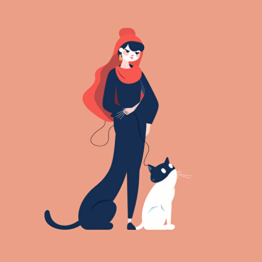 a cat person, vector, illustration, flat