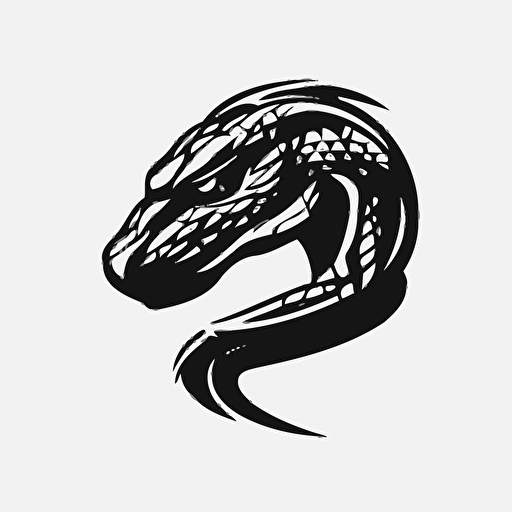 simple geometric mascot iconic logo of snake black vector, on white background