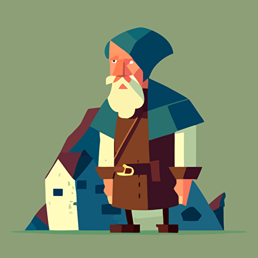 flat vector illustration of a gormless mediavel peasant