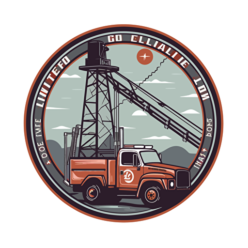 a flat vector logo of a lineman bucket truck