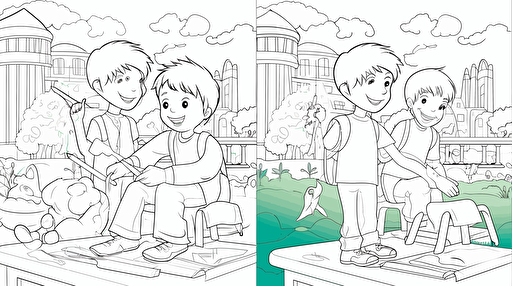 coloring sheet for children, vector art, white background, outdoor animations