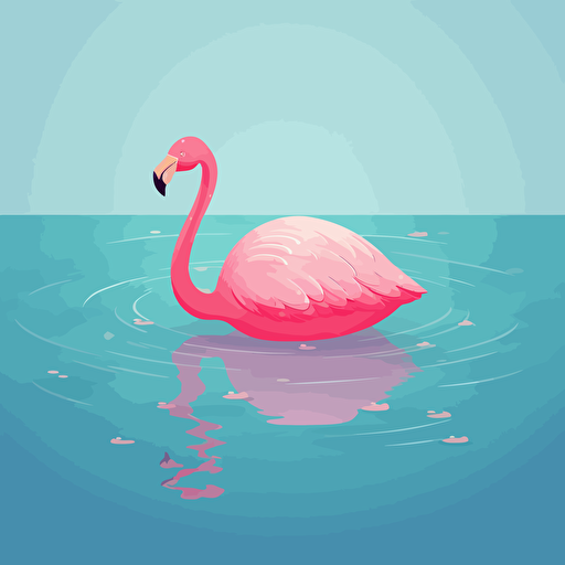 illustration of pool water covering the background, a pink flamingo pool float is floating on the water it should be in vector style artwork, it should be cute and fun feeling, in bright colors