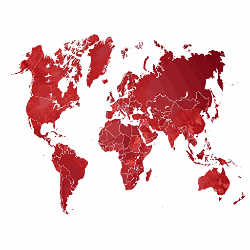 world map, only China red, vector image, no background