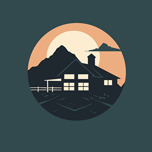 Create a modern minimalist logo of a ranch style house, vector 2 color, Saul Bass,