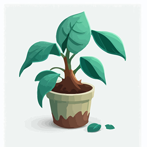 cartoon plant, vector, white background