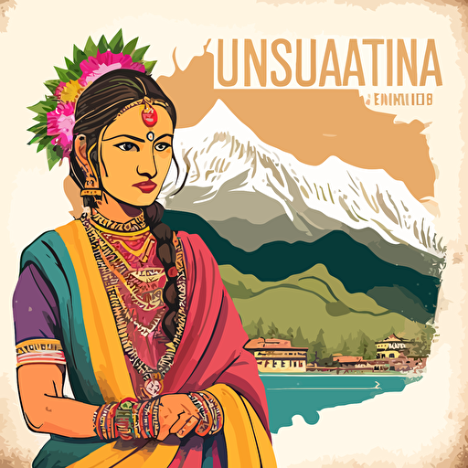 uttarakhand culture illustration, vector, water colour
