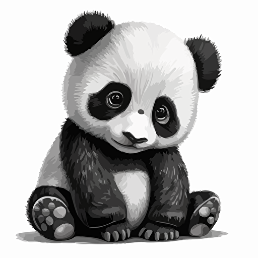 cartoon black and white baby panda vector style