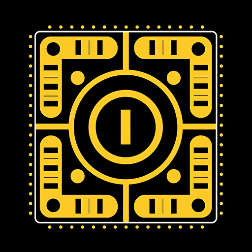 yellow and black coin symbol, no backwround, squares, mechanics symbols, vector simple style