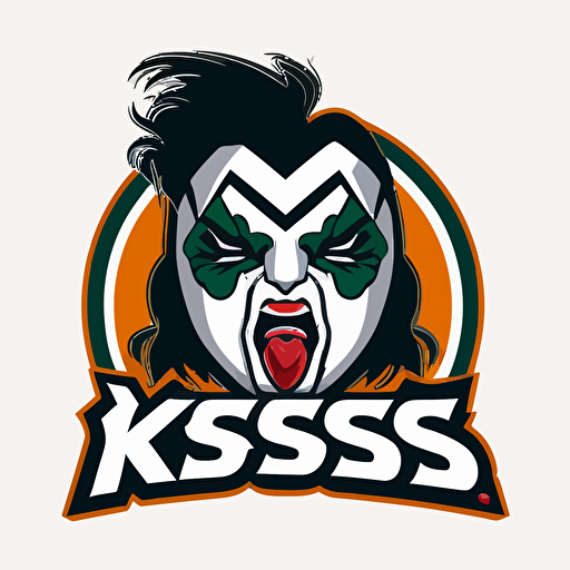 a sports mascot logo of kiss, simple, white background, vector
