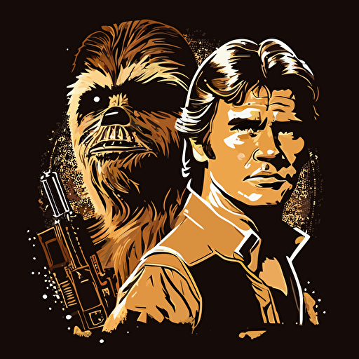 chewbacca and han solo, vector art