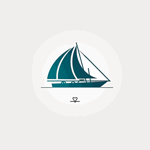 negative space logo for a brand using a modern yacht, flat design, minimal, vector, white background