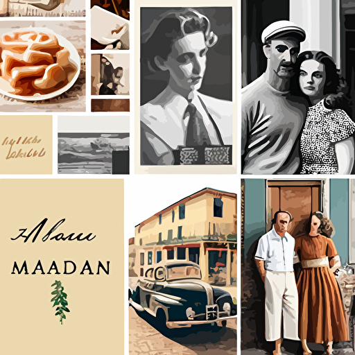 moodboard for a brand that has a ma and pa shop style old italian legacy brand with family photos and an old school vibe