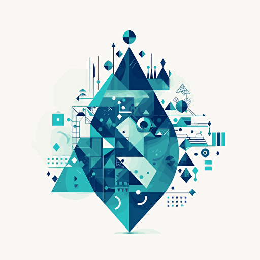 The technology company logo composed of triangles and squares, with blue and peacock blue colors, vector, and cute elements::3.3