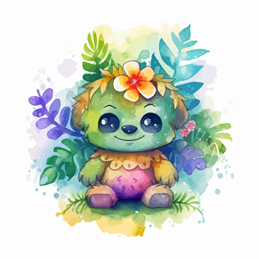 cute watercolor design of luau, vector