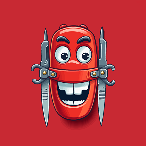a mascot logo of a Swiss Army Knife, simple, vector ,no shading detail