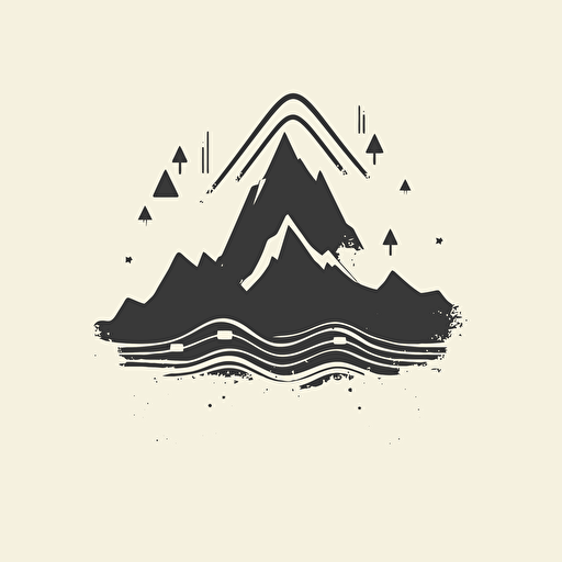minimalistic vector logo for music label, with sound waves, mountains