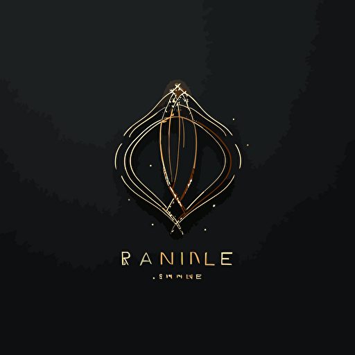 A flat design digital logo for Ariane's Wire and Needle app, featuring a minimalist golden needle and silver wire combination, creating a harmonious emblem, set against a deep, dark background, embodying a sense of luxury and elegance, Illustration, digital vector art with a flat design style