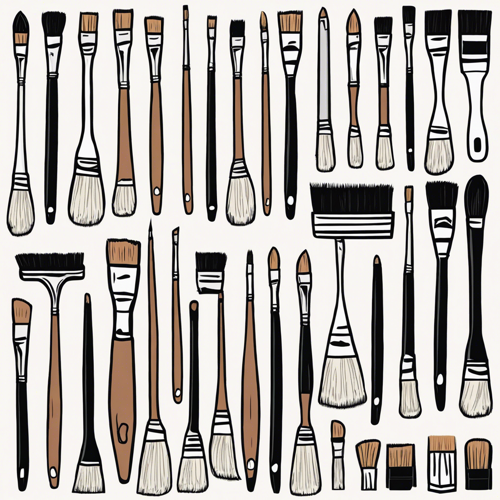 paint brushes, illustration in the style of Matt Blease, illustration, flat, simple, vector
