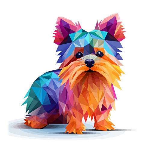 colorfull origami yorkshire terrier dog, vector art, white background