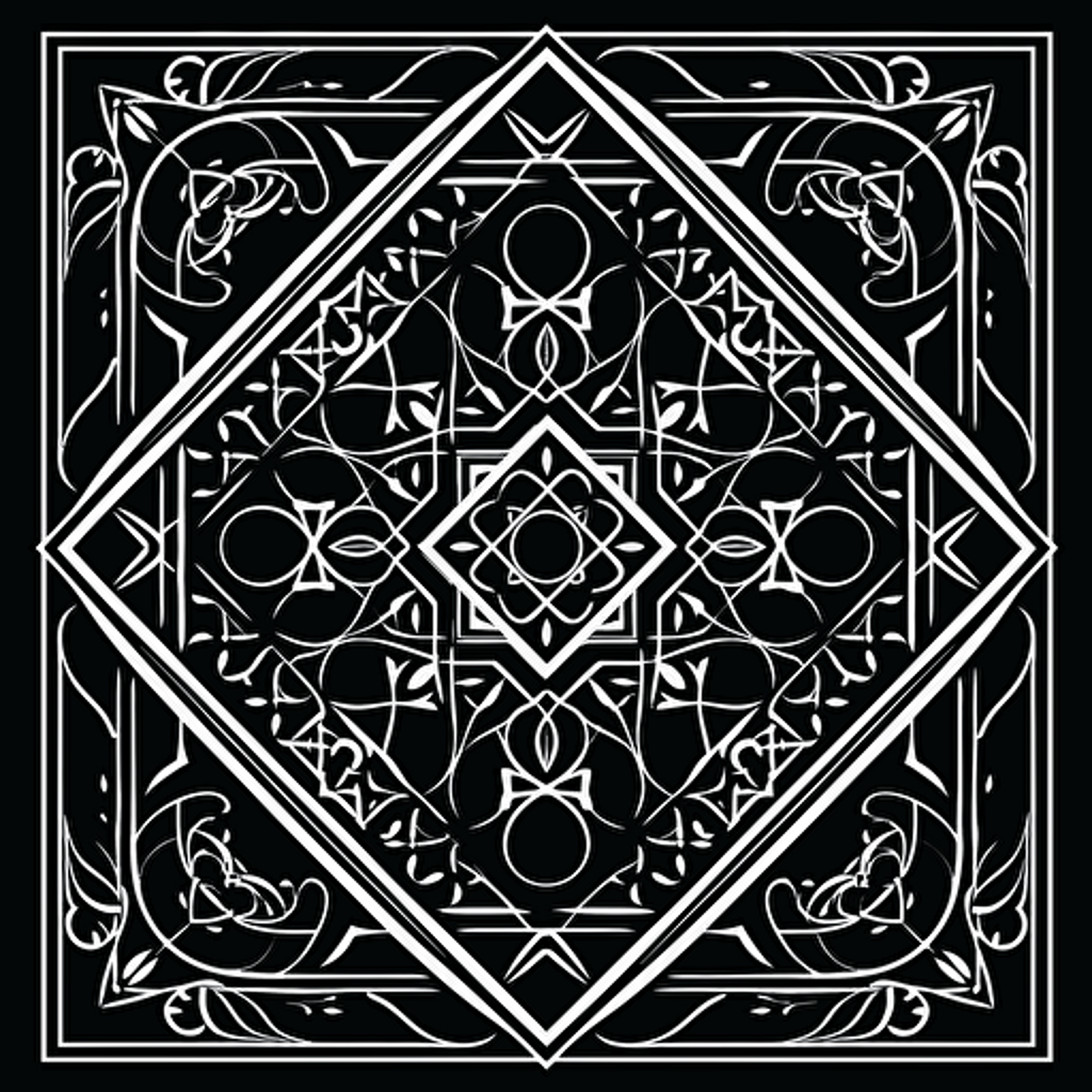 symetrical 2d vector design flat background white on black