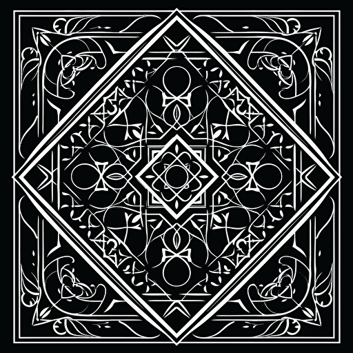 symetrical 2d vector design flat background white on black