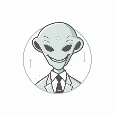 A Head of Grey Alien ::0.0 "style" "corporate logo" "minimalist" "flat vector" "simple" "white background" "subject" "Grey Alien: A minimalist outline of a happy alien, symbolizing the uniqueness and everyday mood."} ::1.0 IterativeChaos ::0.0