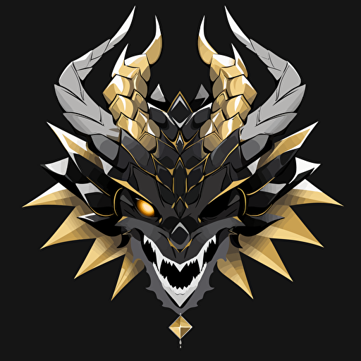 logo design of a dragon with treasure, black and white and gold, goblin, ideas are treasure, vector design, logo design, business