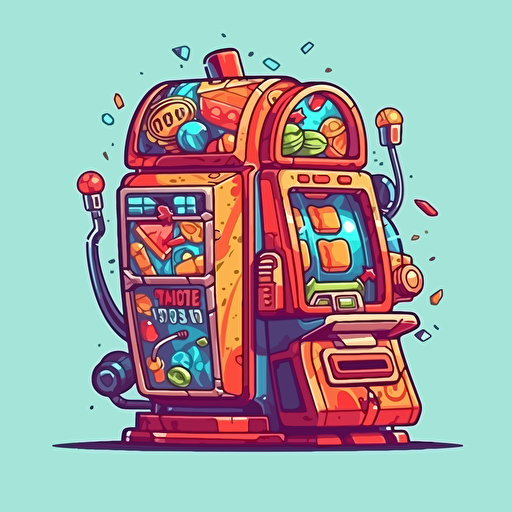 cartoon slot machine, hypercolor, vector