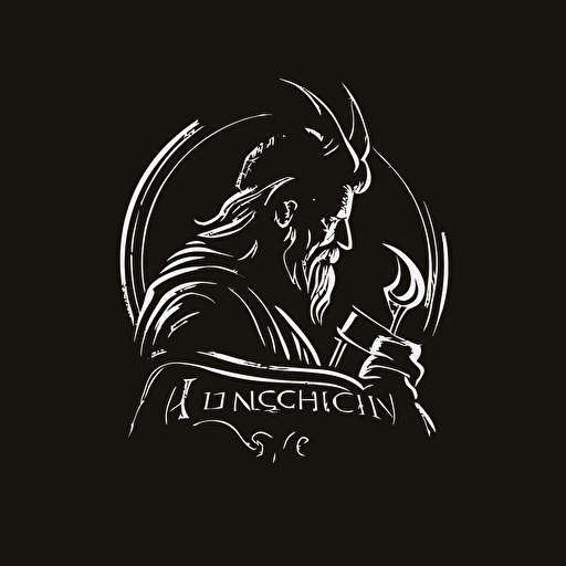 blacksmith logo, minimalistic, vectors, black background, front inox