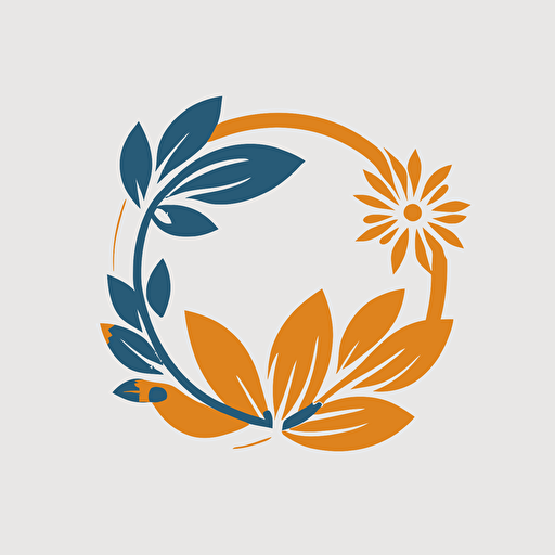 flat vector, simple flower circle logo