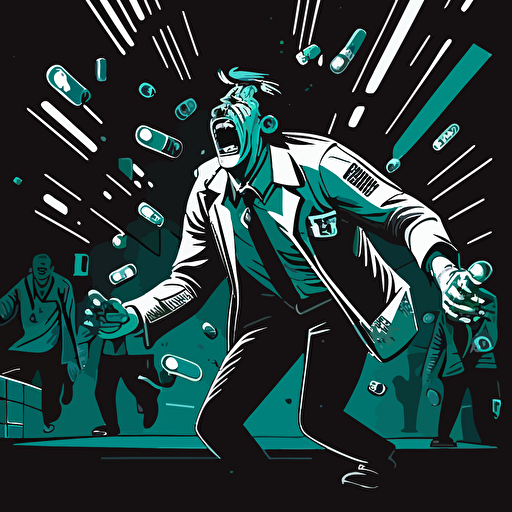 pharmacist burnout post apocolyptic deviantart dribble whoa wow overdosing on pills and screaming executives in the background vector 2d