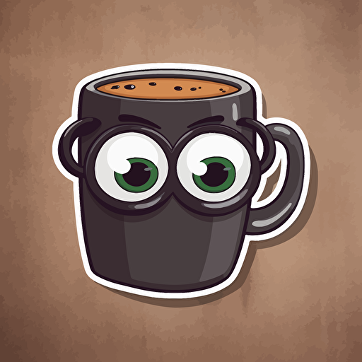 sticker design, super cute pixar coffee mug, vector