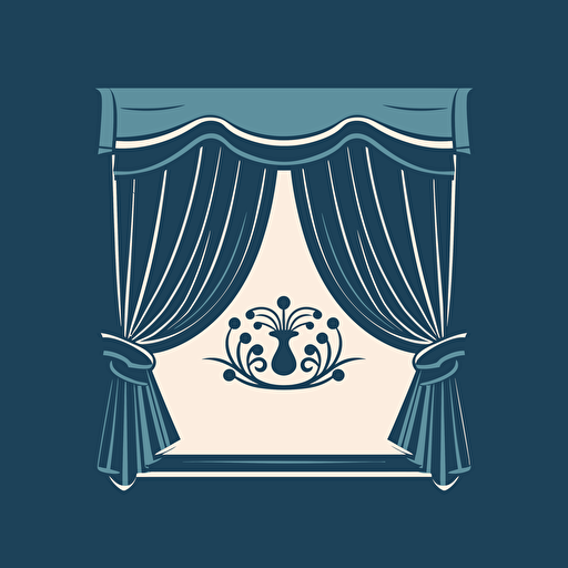 a logo for a company that designs window shades and curtains, vector art, blue