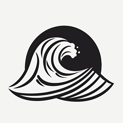 a wave, logo style, vector, black and white, flat