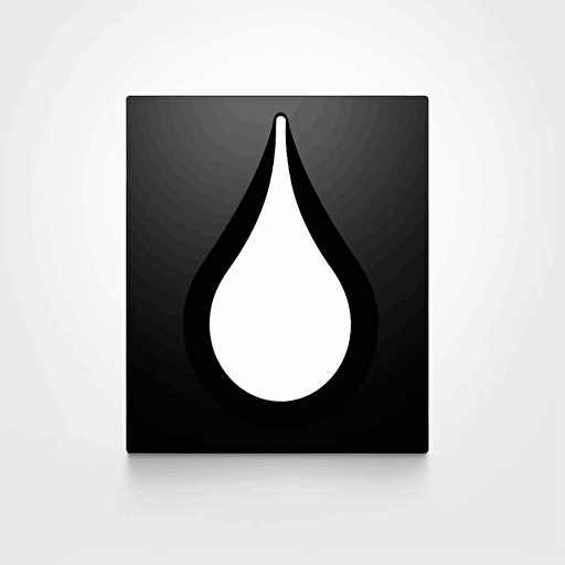 Futuristic iconic logo of a water drop falling into a black card, black vector, on white background