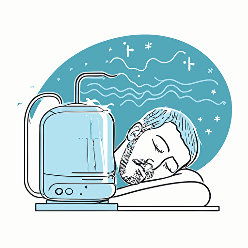 simple line drawing vector image of someone sleeping with a humidifier on