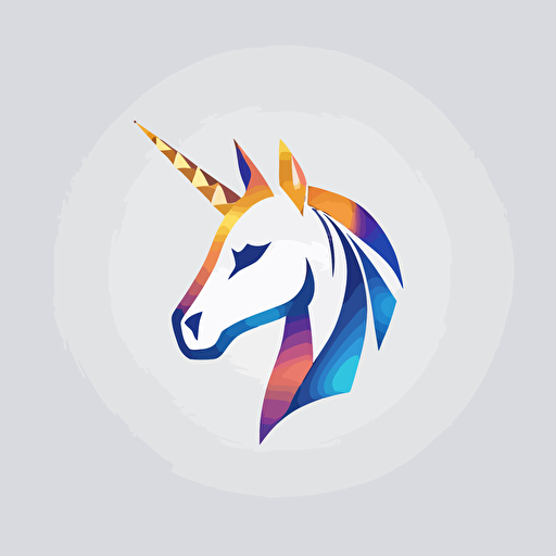 minimal logo with unicorn face,simple,Geometric, mandalacolor, emboss,Morning Lighting,white background,Vector,
