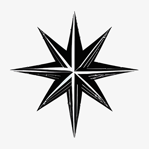 minimalistic vector logo of a 5 pointed star black and white