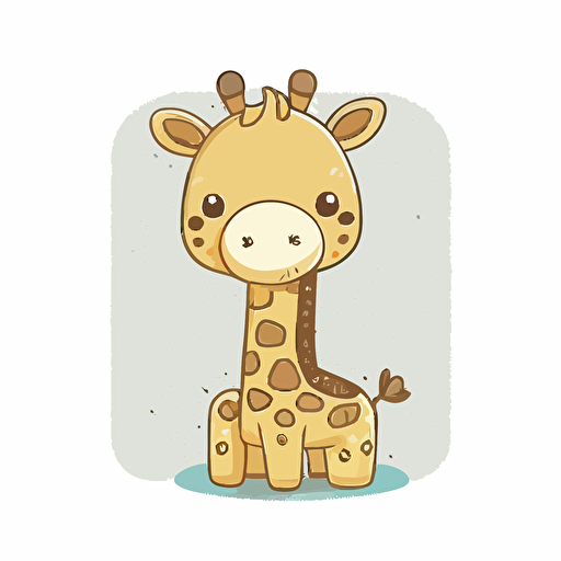 cute giraffe kawaii style, cute, vector, white background