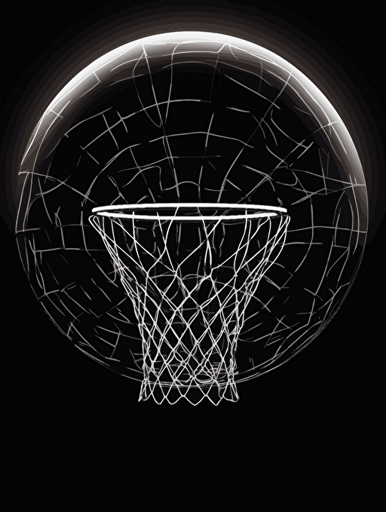 a vector drawing of a basketball rim and net, 300 dpi