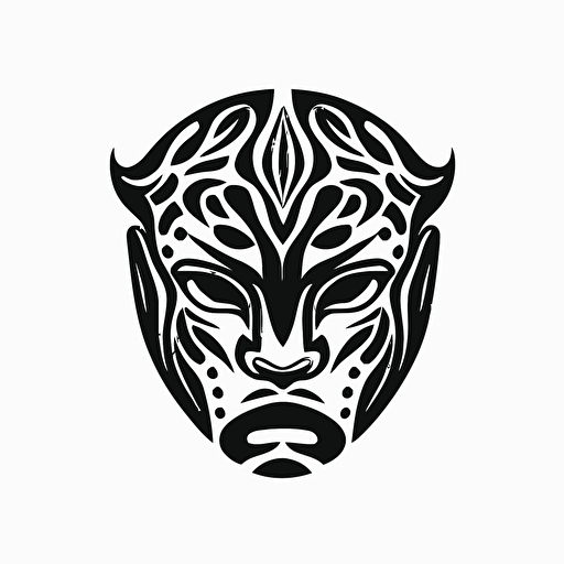 simple minimal vector logo of a Mayan jaguar face black and white
