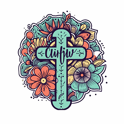 Christian Quotes, Sticker, cute, tertiary color, digital art, contour, vector, white background, detailed