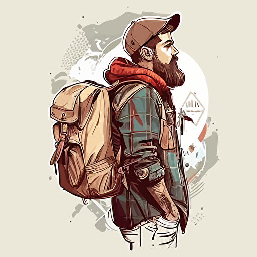 Chico con mochila a la espalda, diseño profesional de vectores, diseño plano.