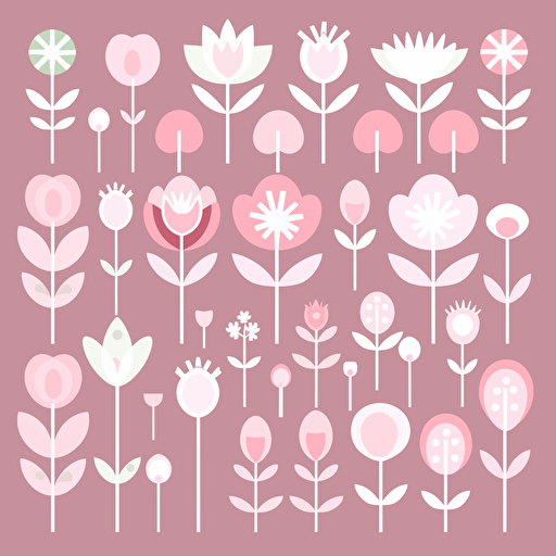 simple vector flower flat shapes light pink and white