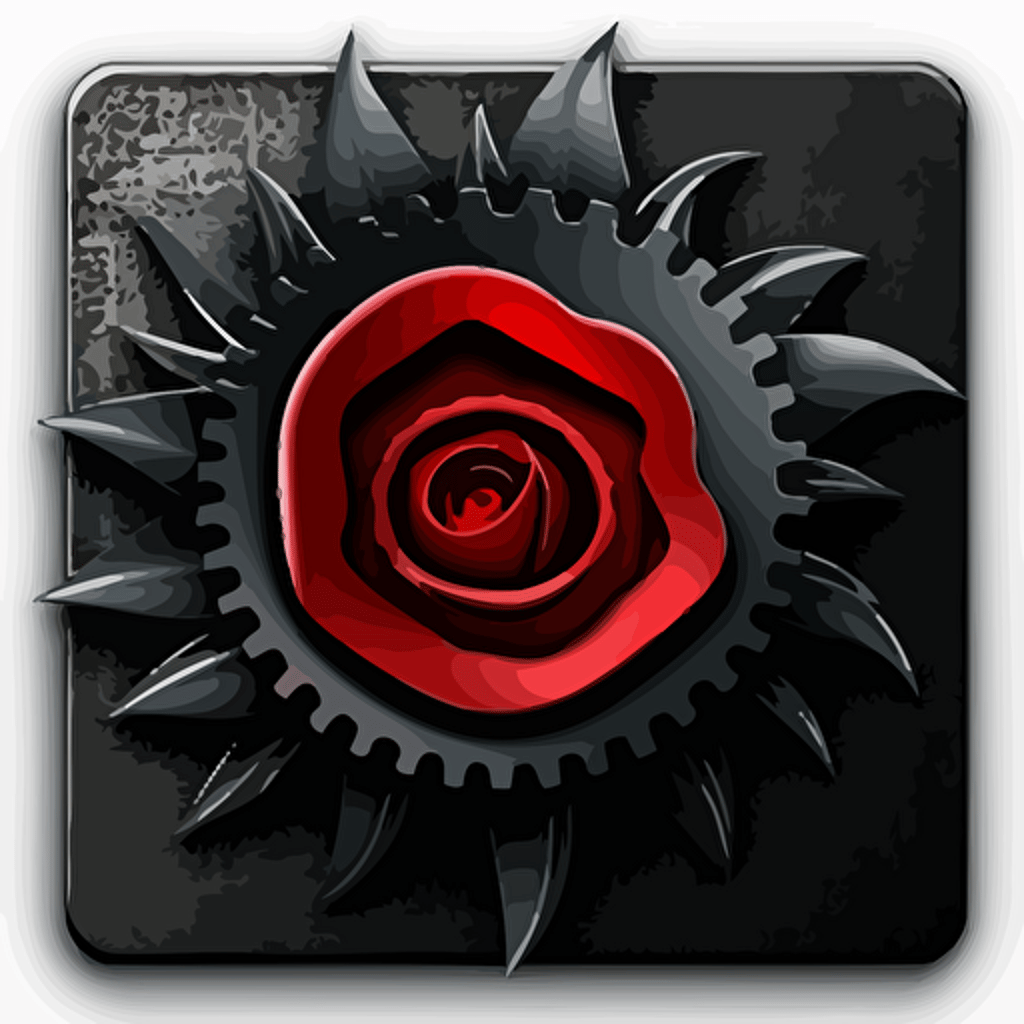 rose vector 32px square cog in button, color black red