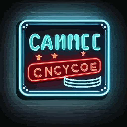vector ilustration of neon design of a plaque for a comedy club, with snack theme, minimalistic