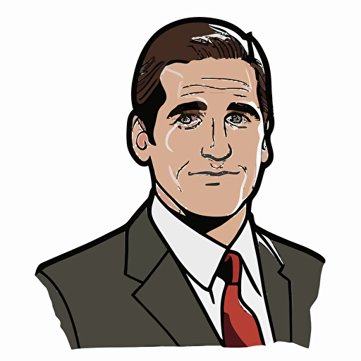 steve carrel, as michael scott, as an vector image, cartoon, high quality, creative, 2D