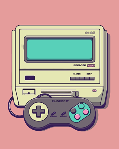 1990s gaming console, minimalistic, retro aesthetics, vector image, sticker, pantone color scheme