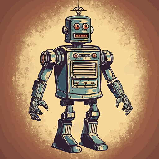 1950’s style robot, sticker, vector